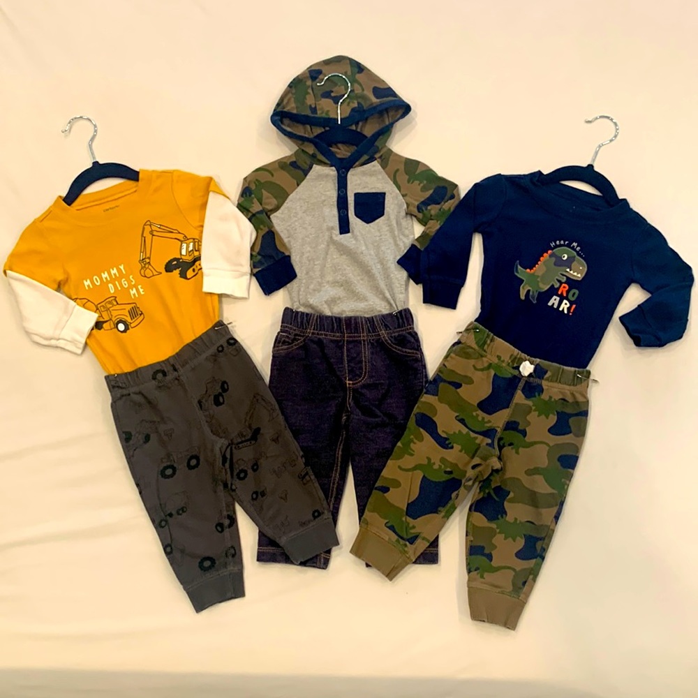 Carter’s 6 pieces all 9 months. 3 long sleeve bodysuits w/ 3 pants.